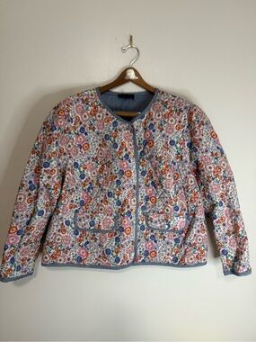 Talbots Floral Quilted Jacket Multi color cotton jacket in size 18